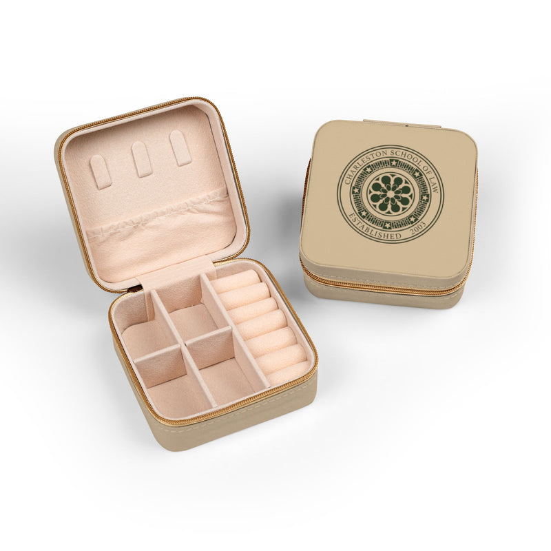 CSOL Jewelry Travel Case - Compact Cream Travel Jewelry Organizer with Ring Rows & Compartments