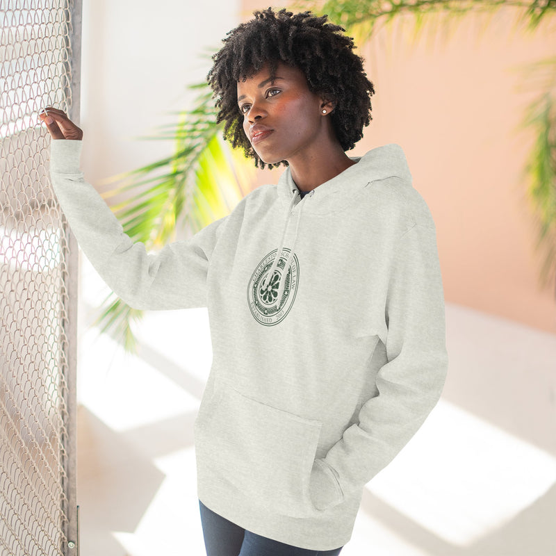 Minimal Nautical Compass Hoodie — Small Chest Emblem Fleece Hoodie