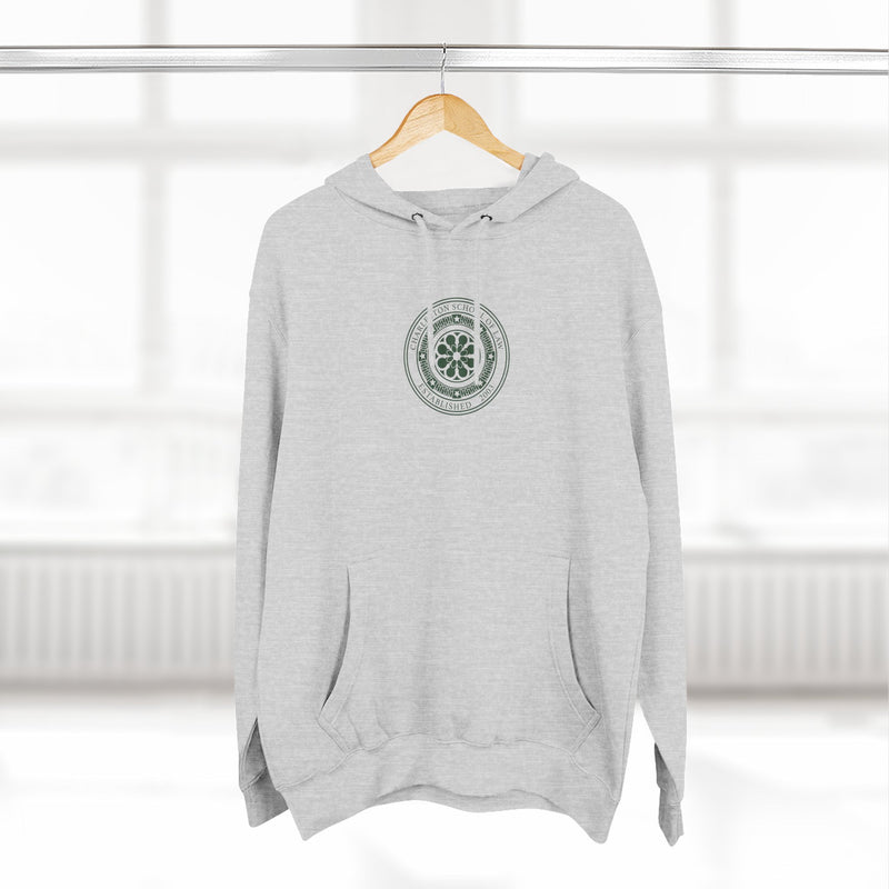 Minimal Nautical Compass Hoodie — Small Chest Emblem Fleece Hoodie