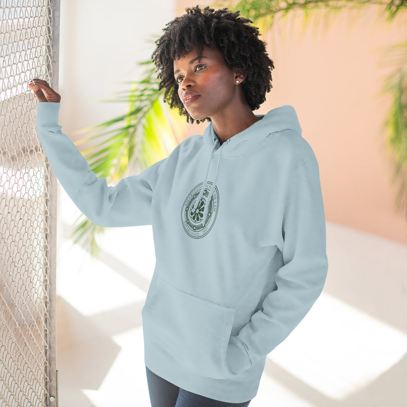 Minimal Nautical Compass Hoodie — Small Chest Emblem Fleece Hoodie
