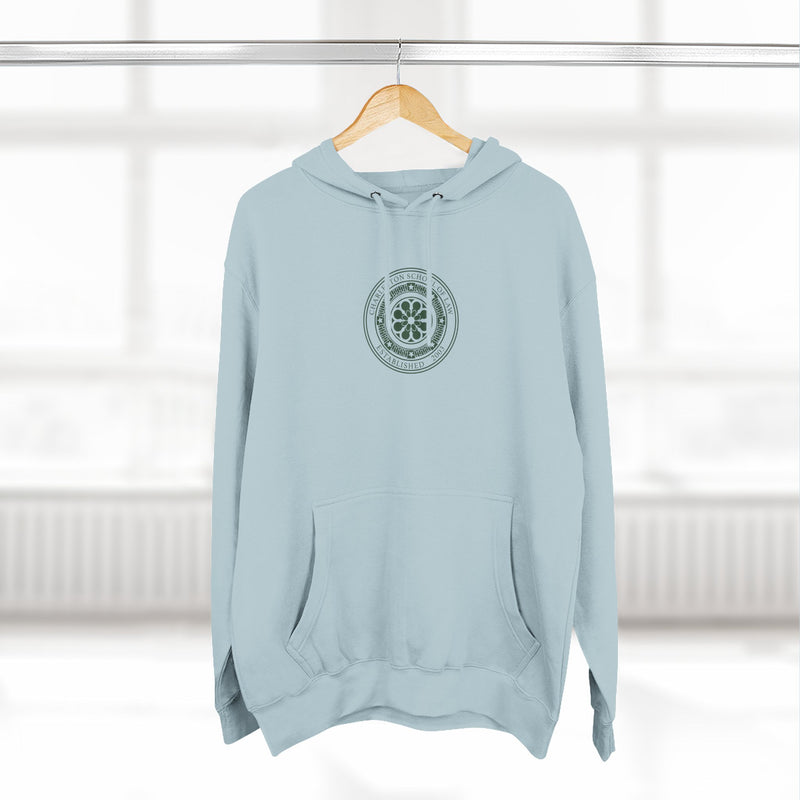 Minimal Nautical Compass Hoodie — Small Chest Emblem Fleece Hoodie