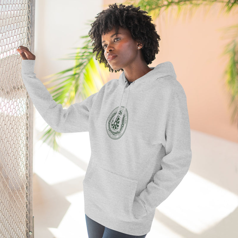 Minimal Nautical Compass Hoodie — Small Chest Emblem Fleece Hoodie