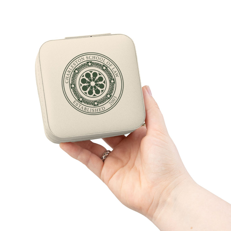 CSOL Jewelry Travel Case - Compact Cream Travel Jewelry Organizer with Ring Rows & Compartments