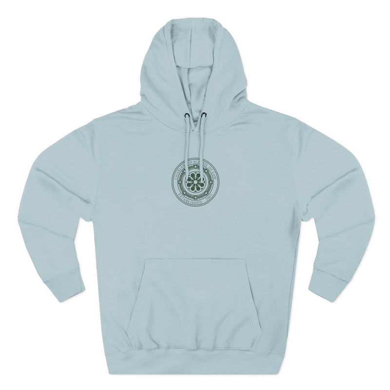 Minimal Nautical Compass Hoodie — Small Chest Emblem Fleece Hoodie