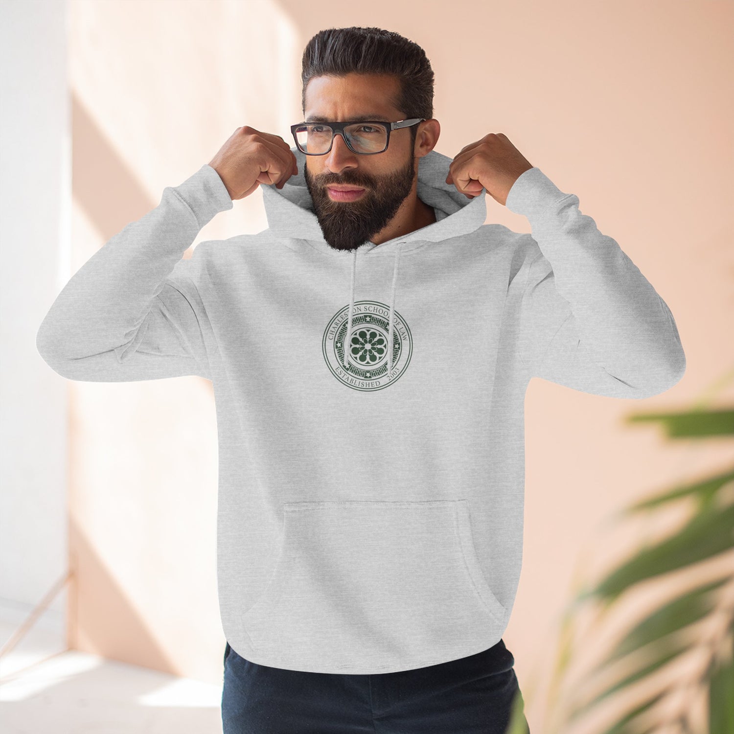 Minimal Nautical Compass Hoodie — Small Chest Emblem Fleece Hoodie