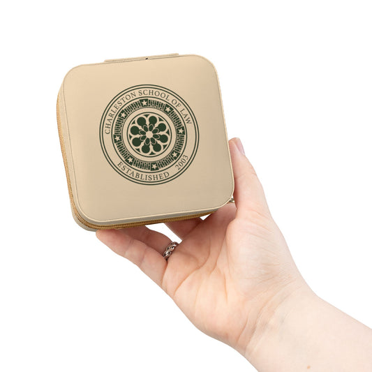 CSOL Jewelry Travel Case - Compact Cream Travel Jewelry Organizer with Ring Rows & Compartments