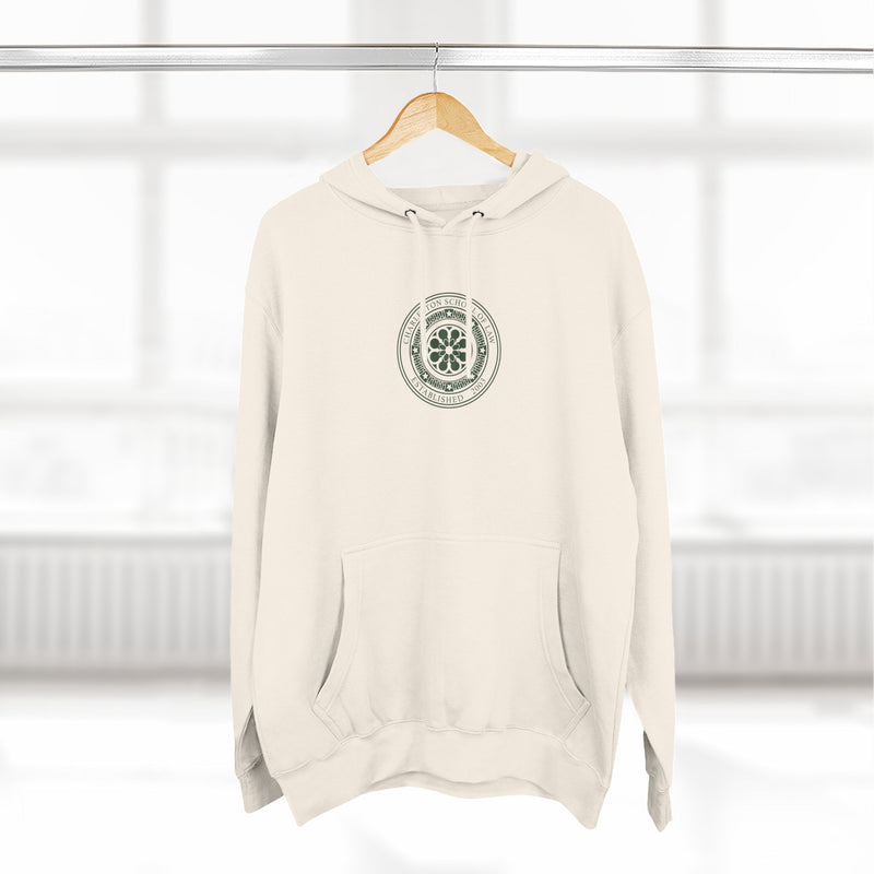 Minimal Nautical Compass Hoodie — Small Chest Emblem Fleece Hoodie