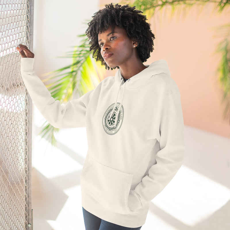 Minimal Nautical Compass Hoodie — Small Chest Emblem Fleece Hoodie
