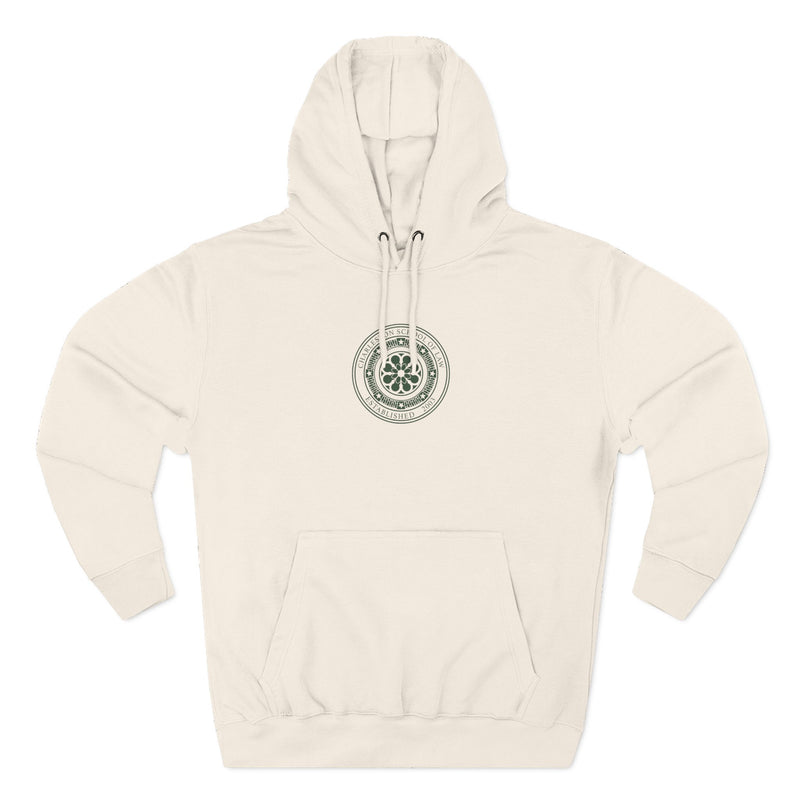 Minimal Nautical Compass Hoodie — Small Chest Emblem Fleece Hoodie