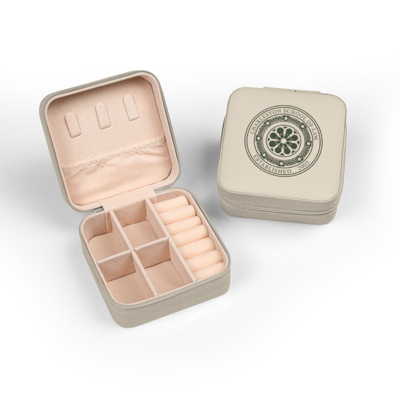 CSOL Jewelry Travel Case - Compact Cream Travel Jewelry Organizer with Ring Rows & Compartments