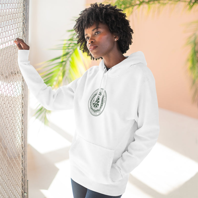 Minimal Nautical Compass Hoodie — Small Chest Emblem Fleece Hoodie